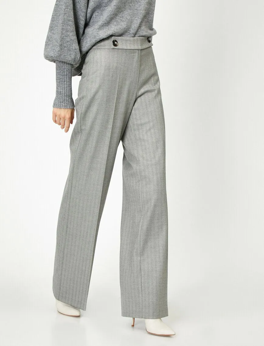 16363 Grey Button Detail Trousers