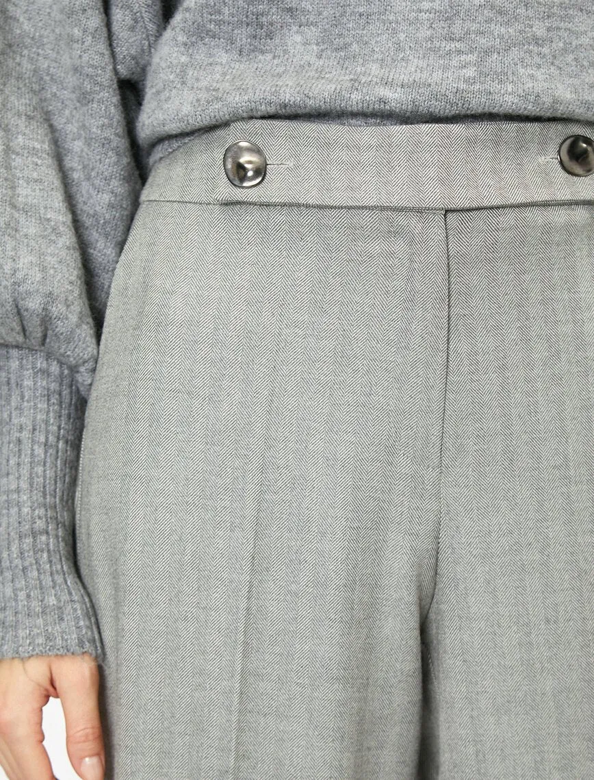 16363 Grey Button Detail Trousers