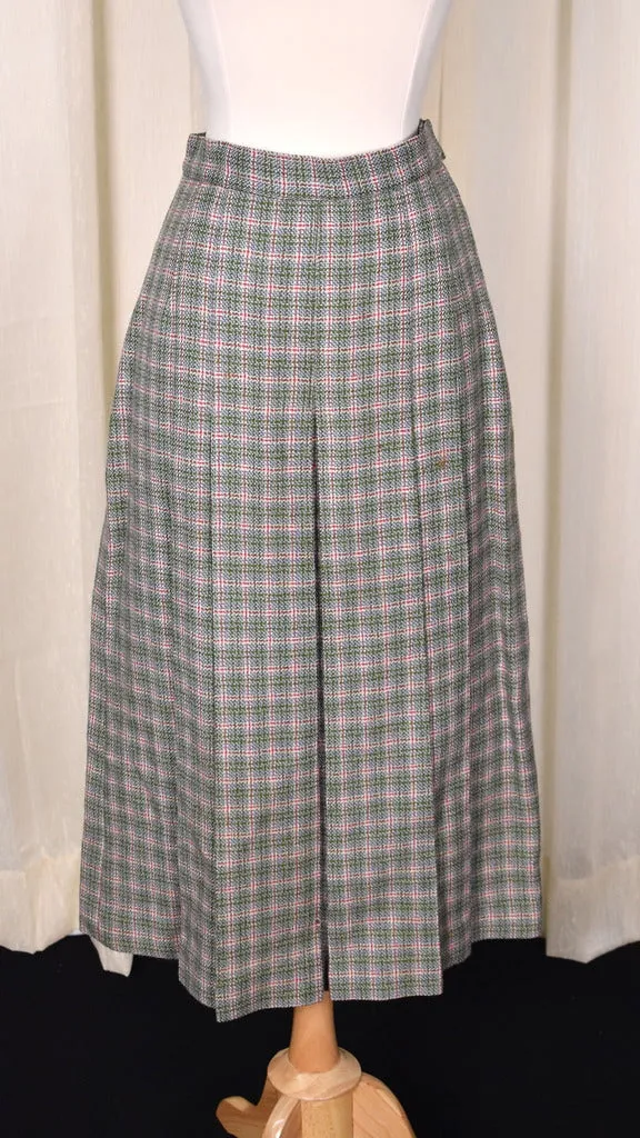 1940s Green Plaid Skirt Suit