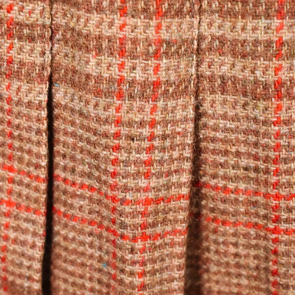 1950s Vintage Tan & Red Pleated Skirt