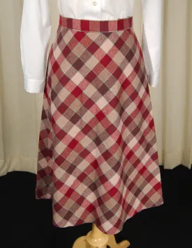 1960s Raspberry Check Skirt