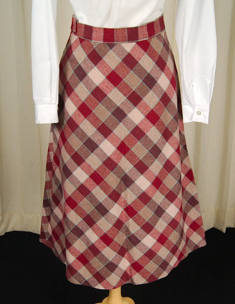 1960s Raspberry Check Skirt