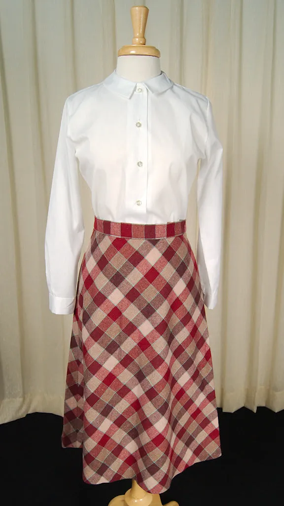 1960s Raspberry Check Skirt