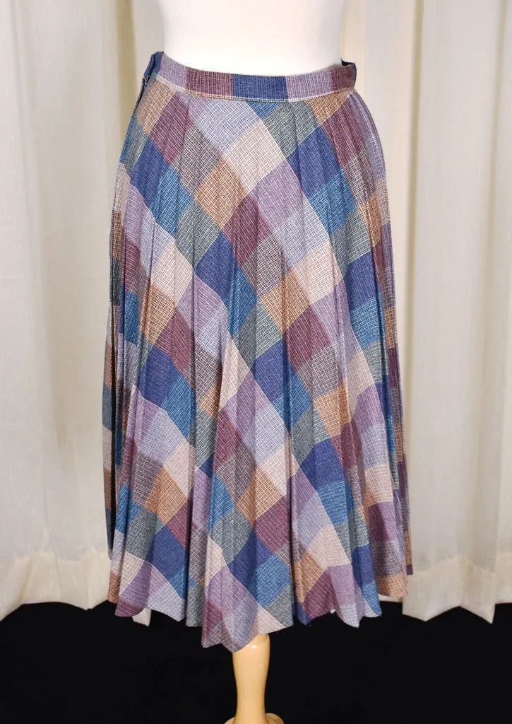 1970s Soft Tones Pleated Skirt