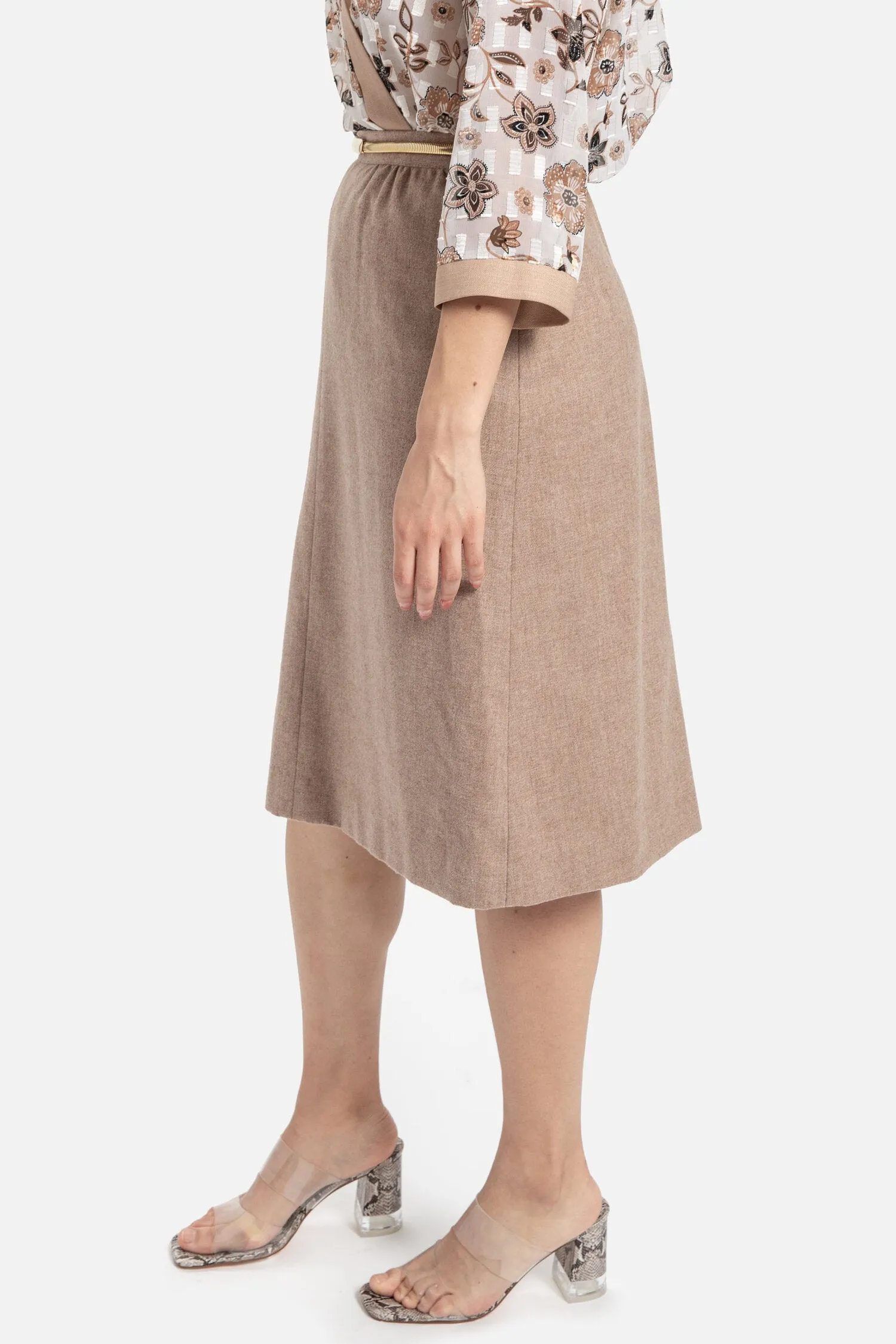 70s Taupe A-Line Skirt S