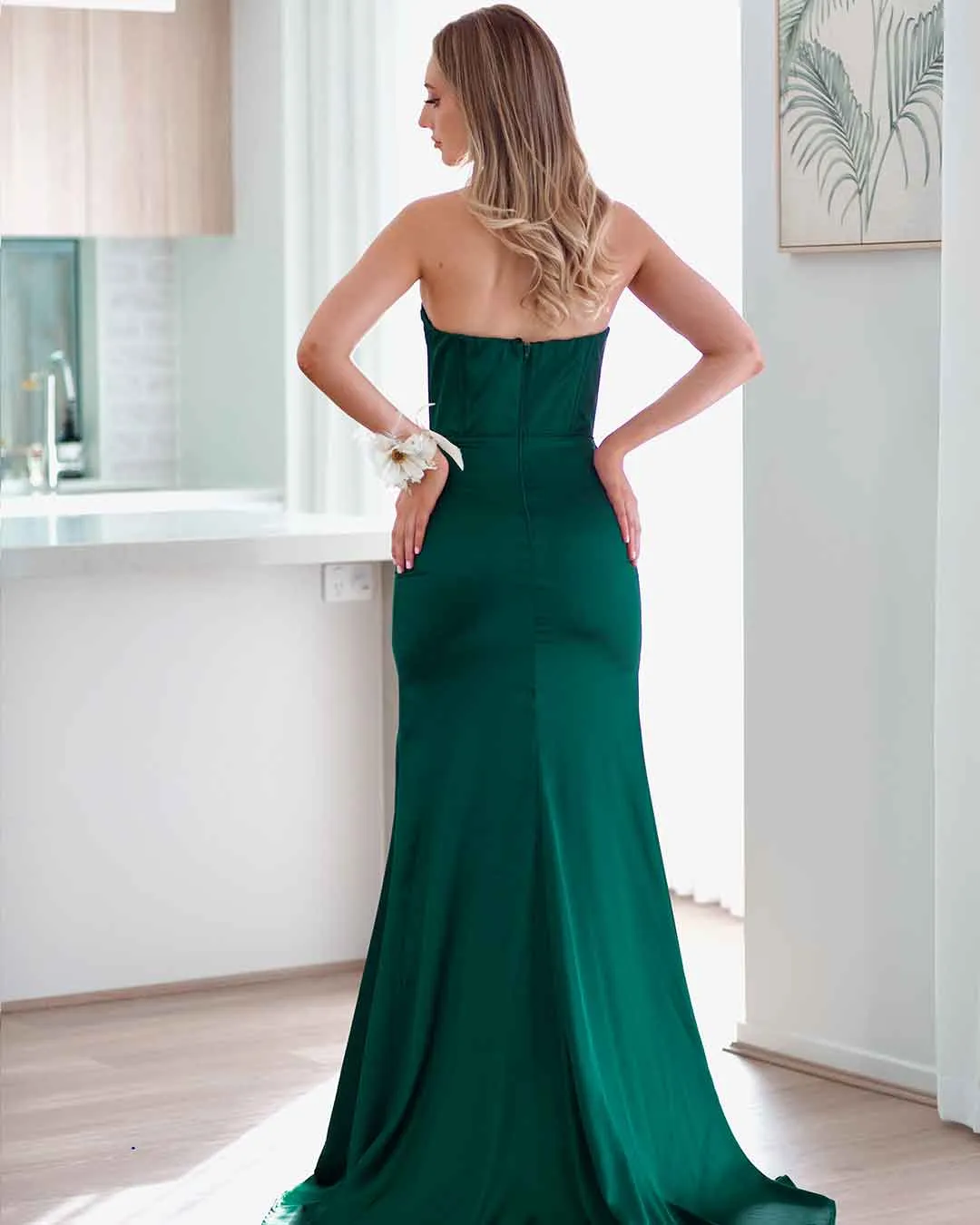 Armani Corset Satin Gown - Emerald