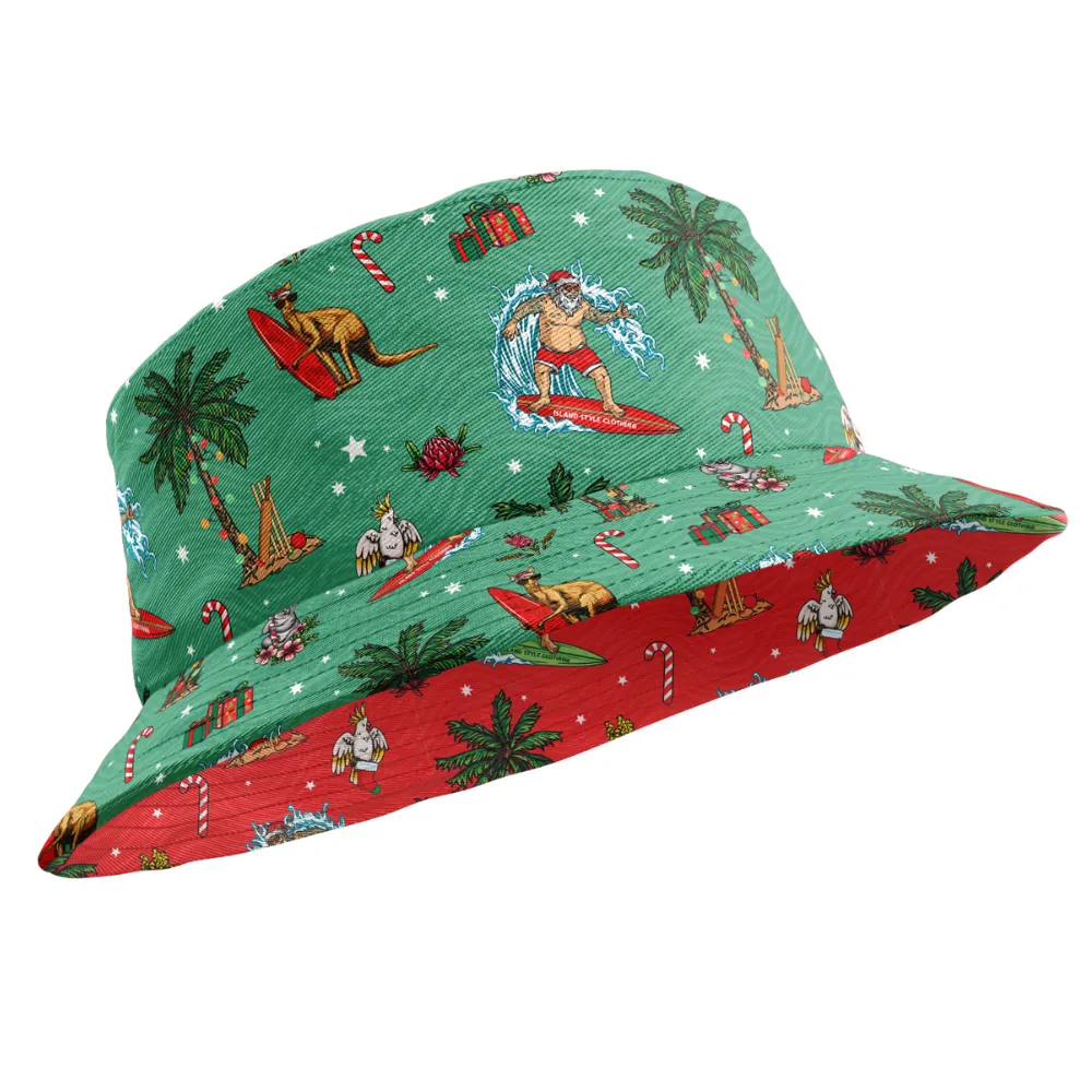 Aussie Christmas Green - Bucket Hat Reversible Print