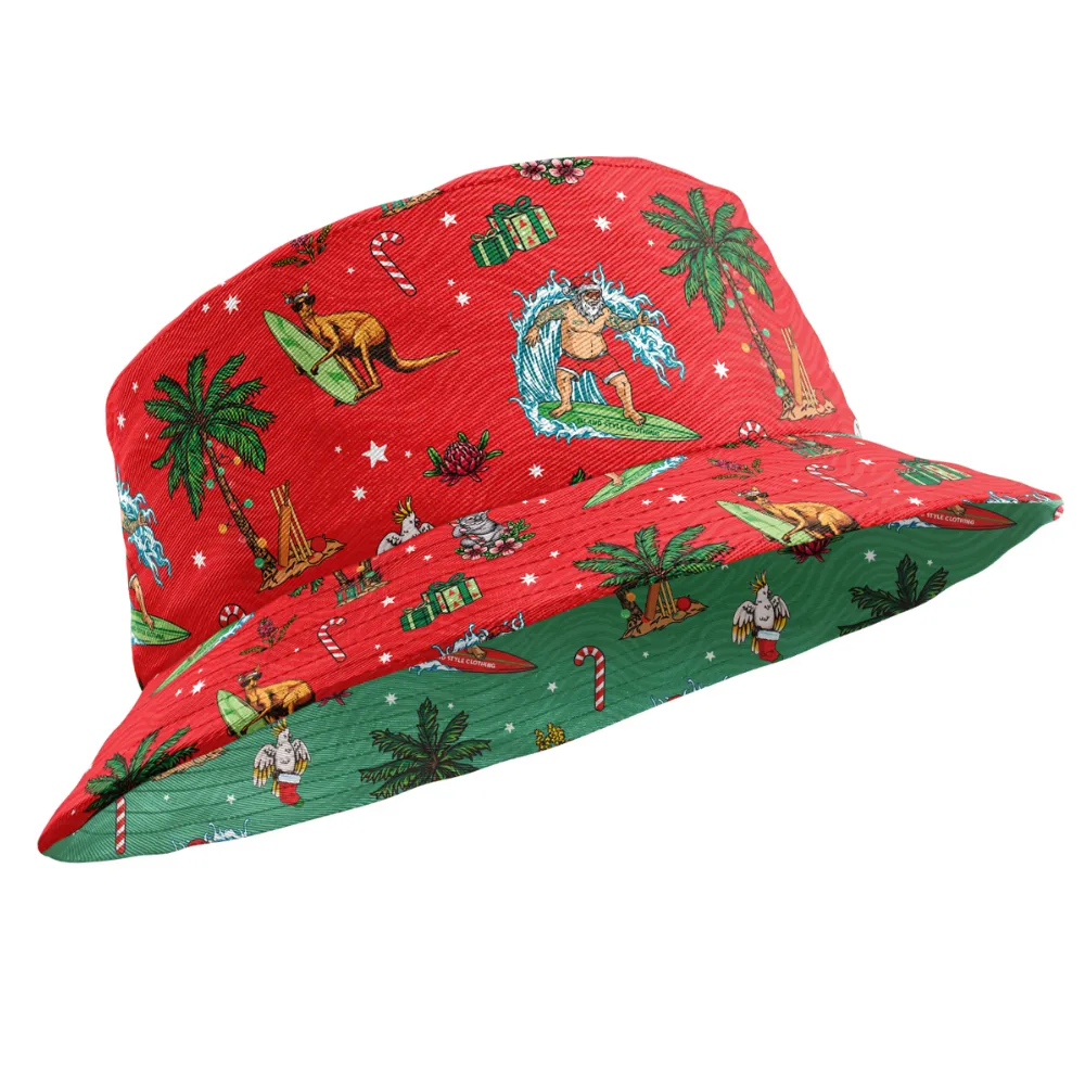 Aussie Christmas Green - Bucket Hat Reversible Print