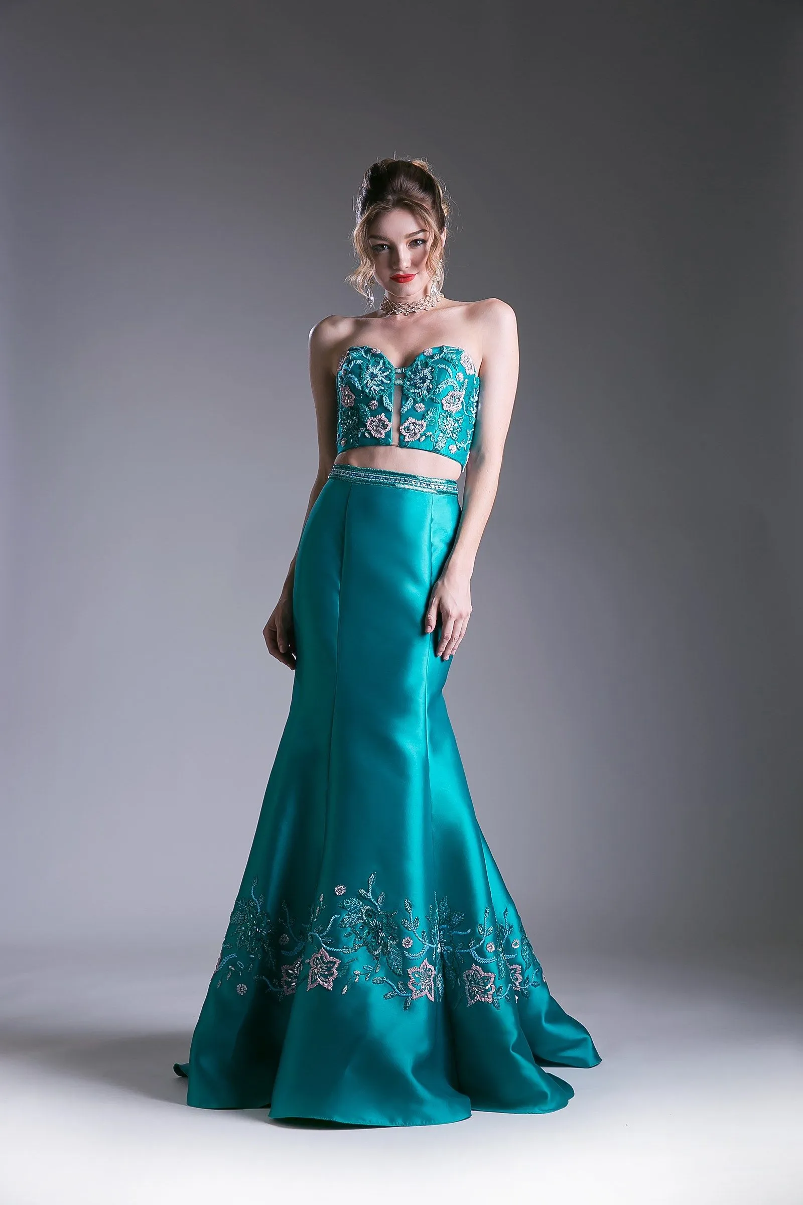 Beaded Satin Mermaid Gown CD62211