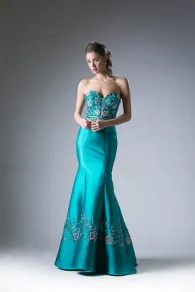 Beaded Satin Mermaid Gown CD62211