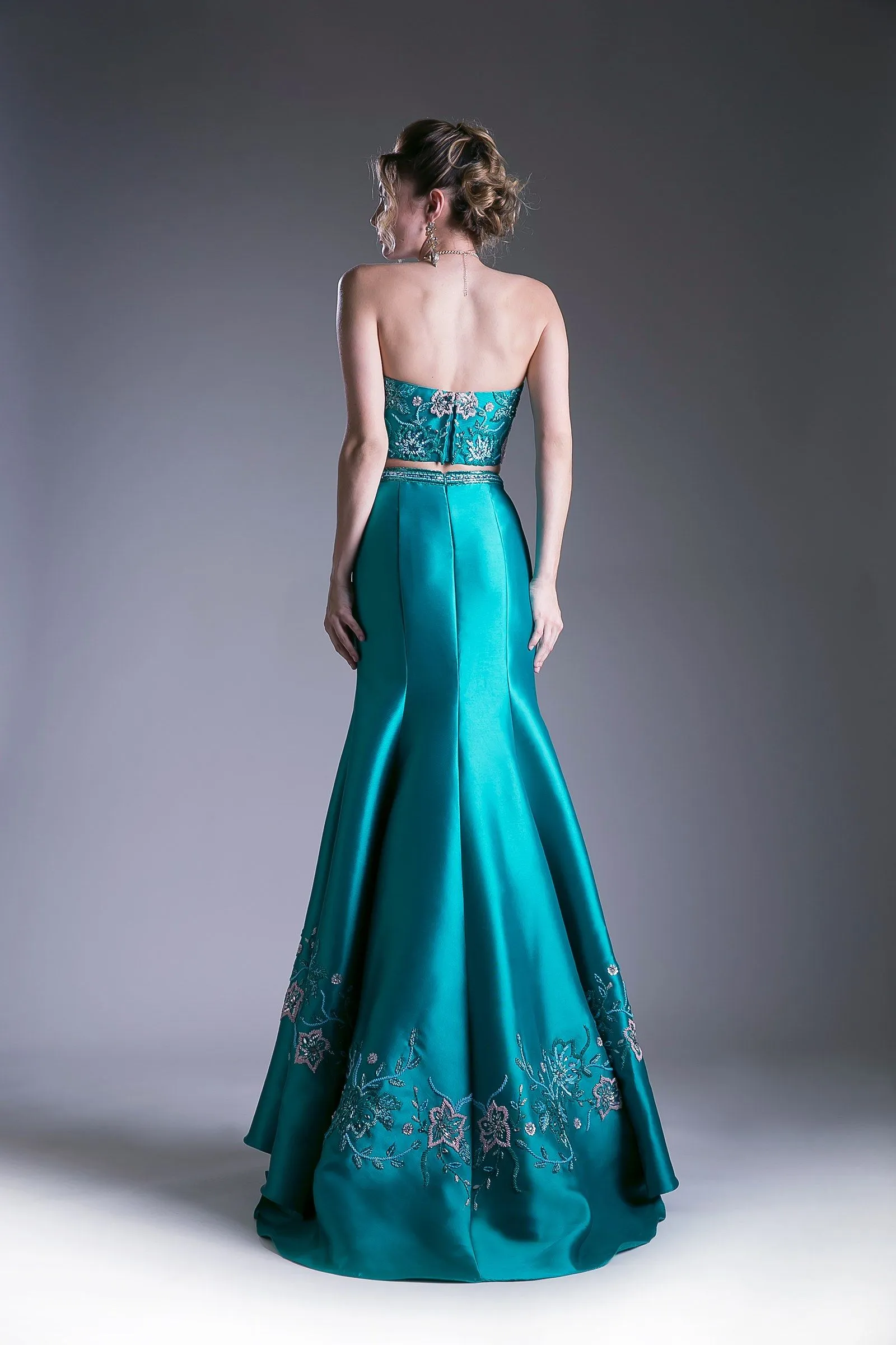 Beaded Satin Mermaid Gown CD62211