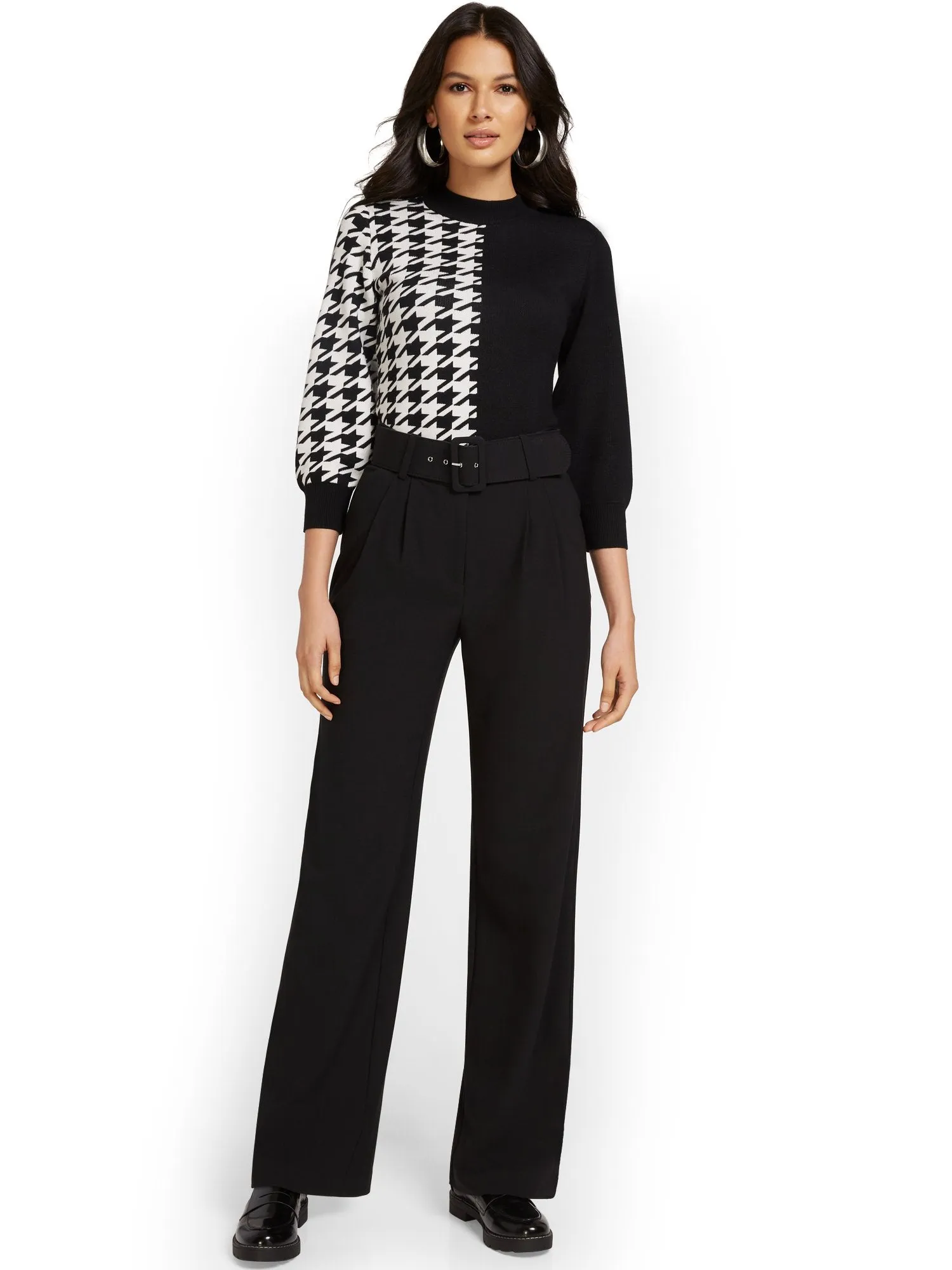 Belted Wide-Leg Pant - Essential Stretch - 7th Avenue