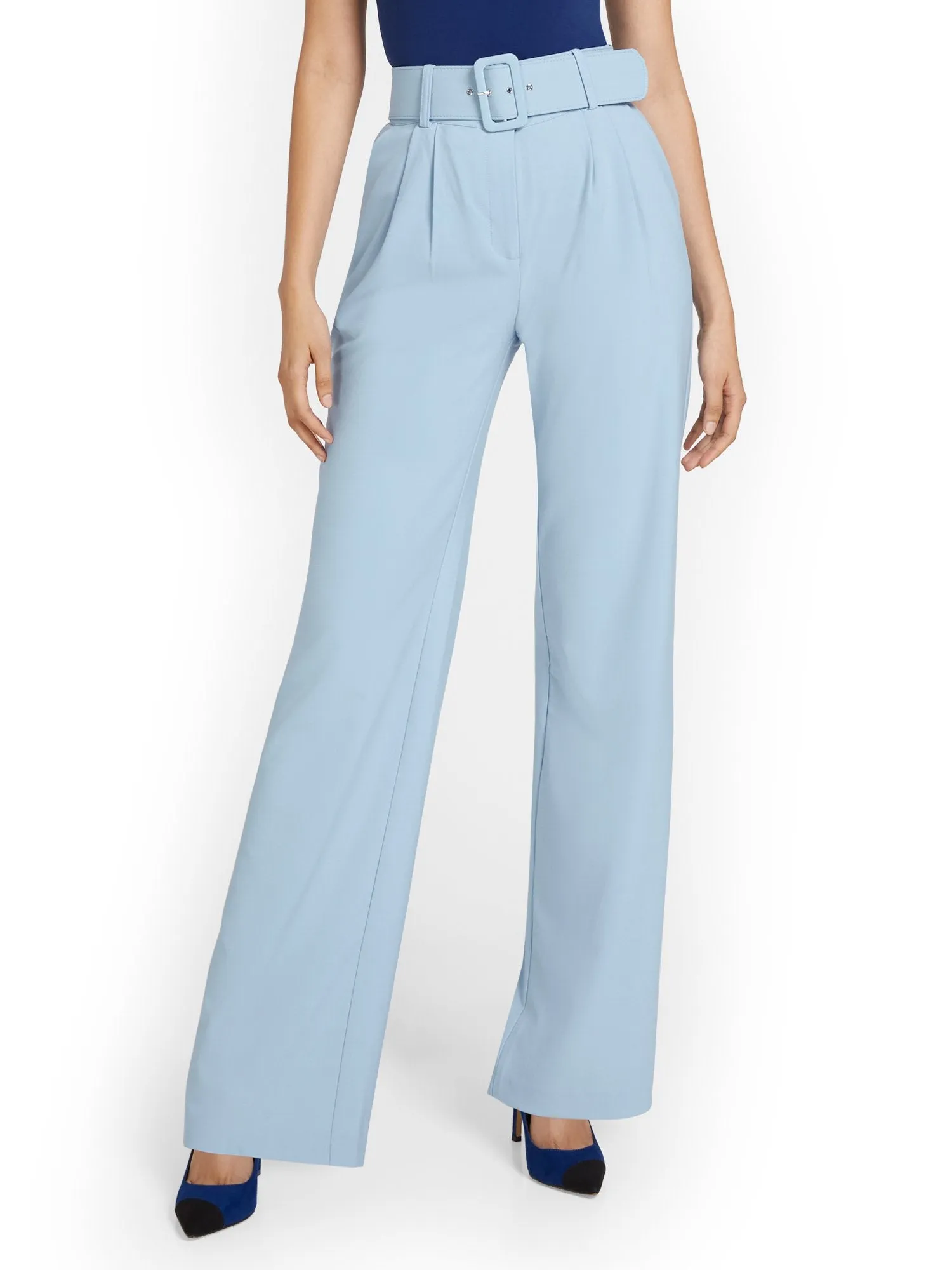 Belted Wide-Leg Pant - Essential Stretch - 7th Avenue