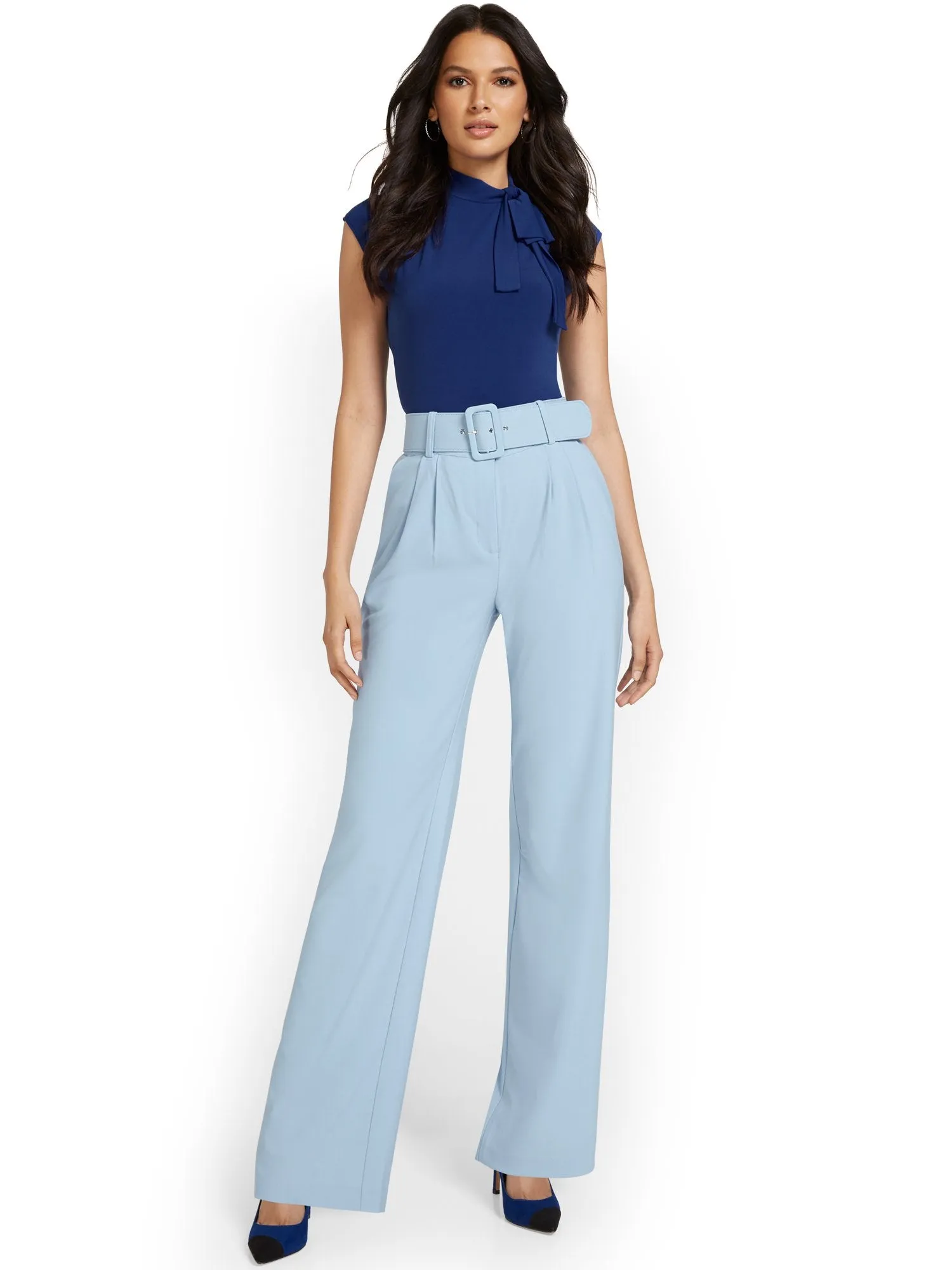 Belted Wide-Leg Pant - Essential Stretch - 7th Avenue