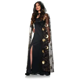 Black Celestial Hooded Organza Unisex Adult Cape