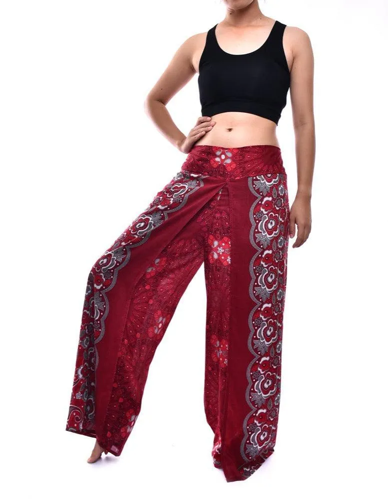 Bohotusk Red Ink Splash Womens Palazzo Pants S/M (UK 8 - 10)