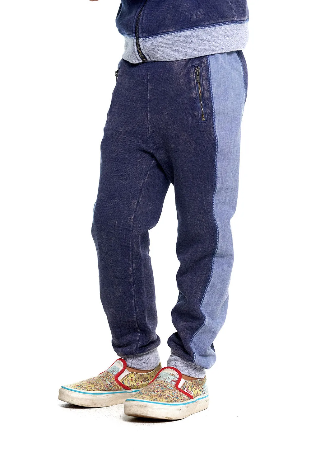 Boys Linen French Terry Jogger With Zippers