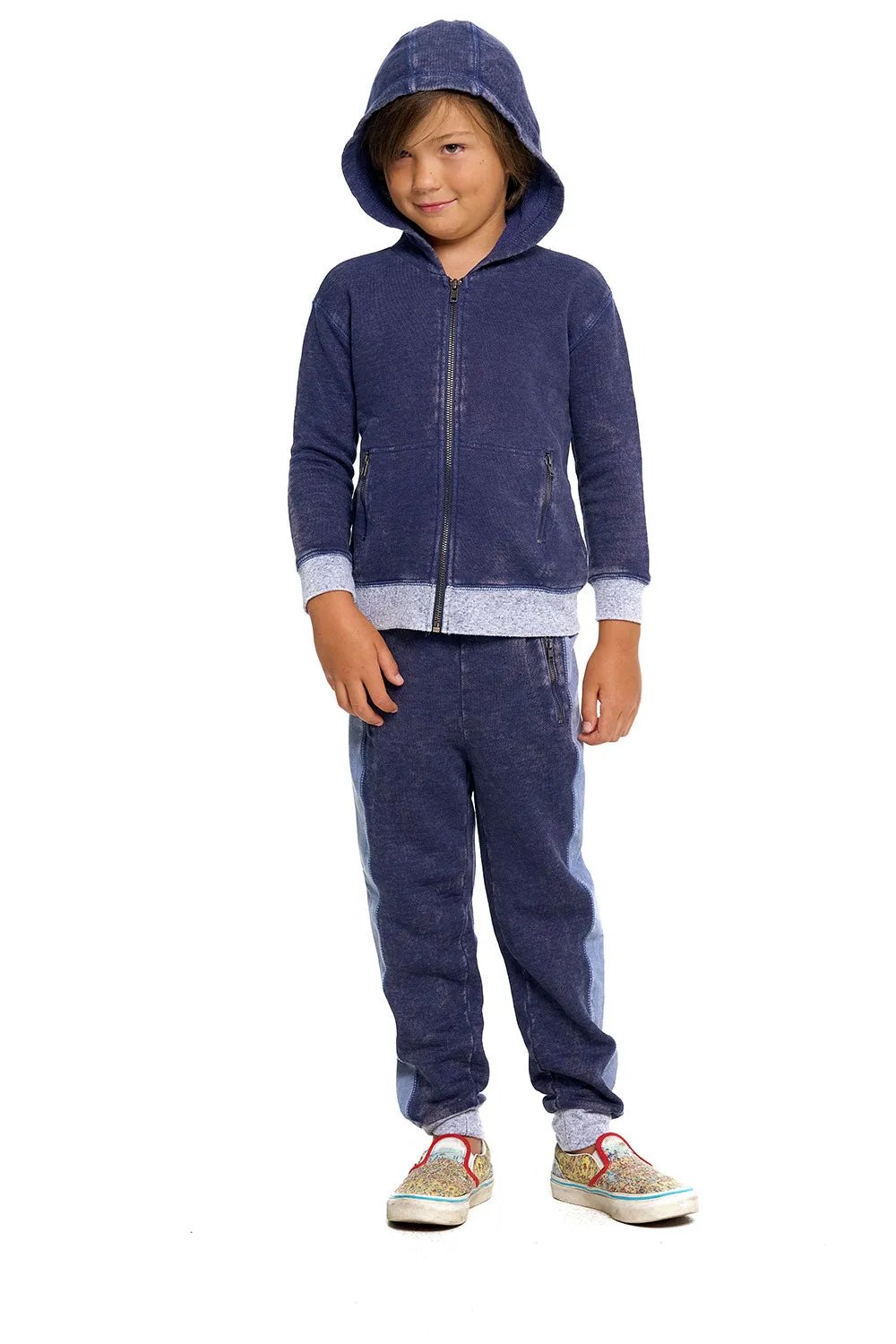 Boys Linen French Terry Jogger With Zippers