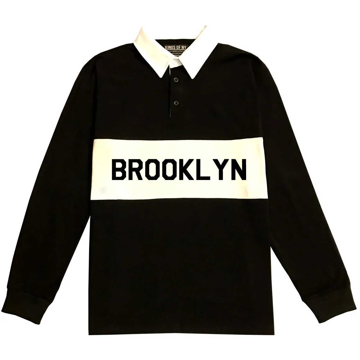 Brooklyn New York Striped Mens Long Sleeve Rugby Shirt