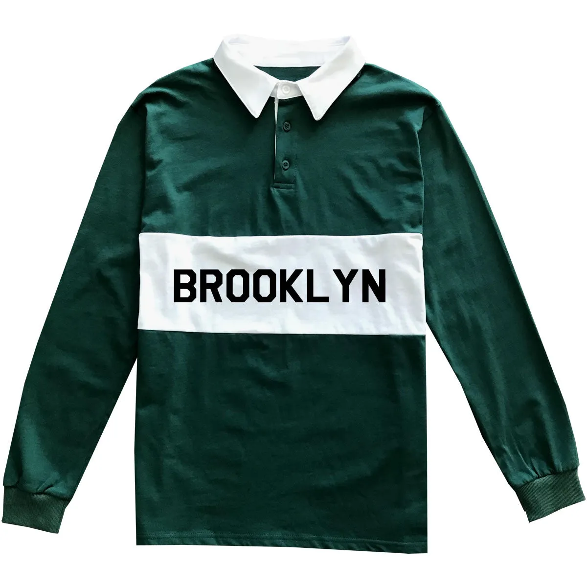 Brooklyn New York Striped Mens Long Sleeve Rugby Shirt