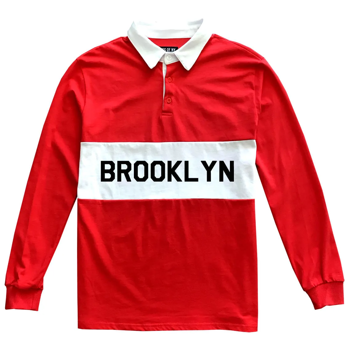 Brooklyn New York Striped Mens Long Sleeve Rugby Shirt