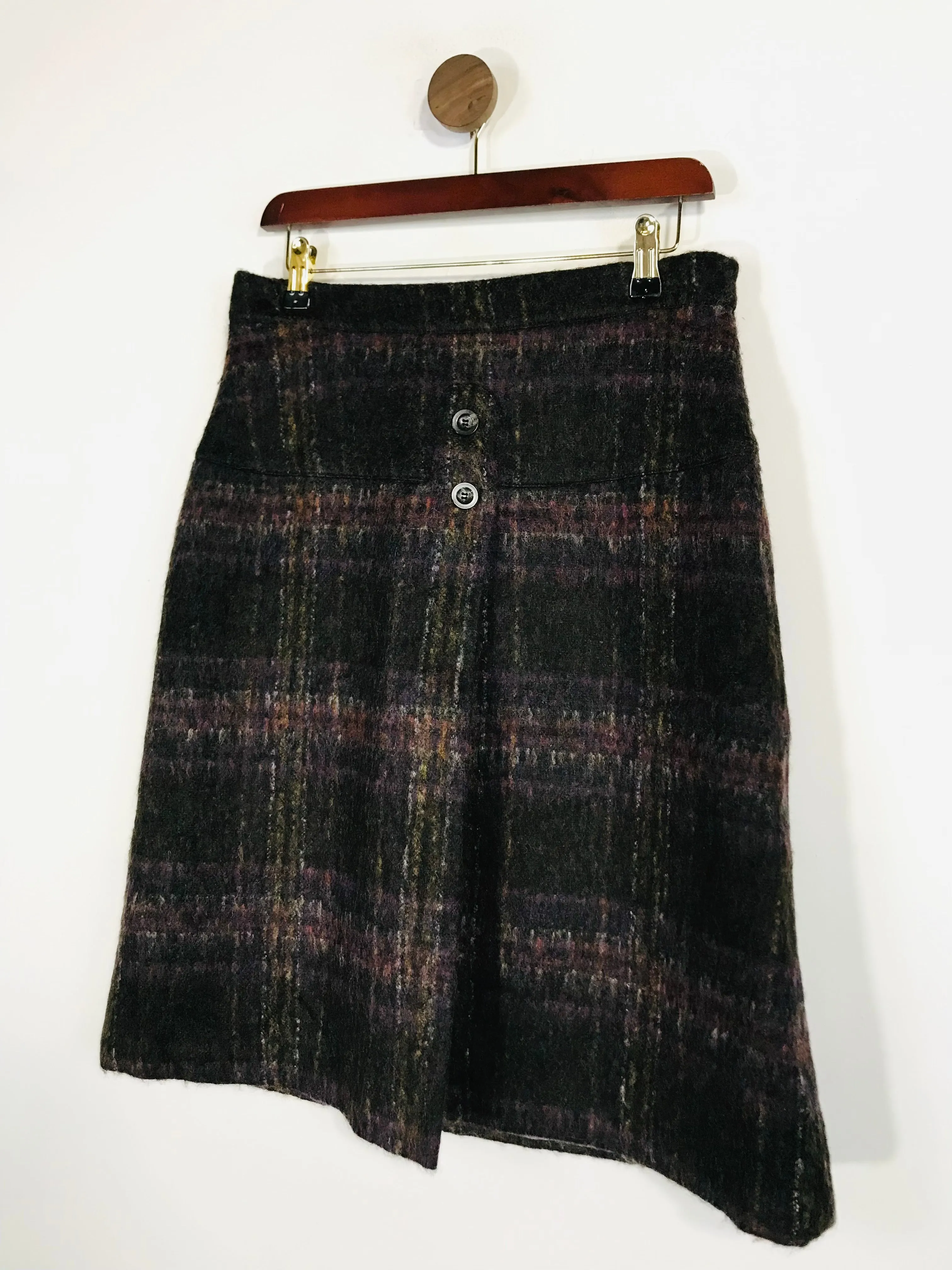 Brora Women's Wool Check Tartan A-Line Skirt | UK10 | Brown