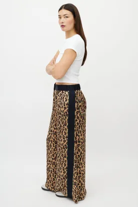 Brown & Navy Patterned Wide Leg Trouser