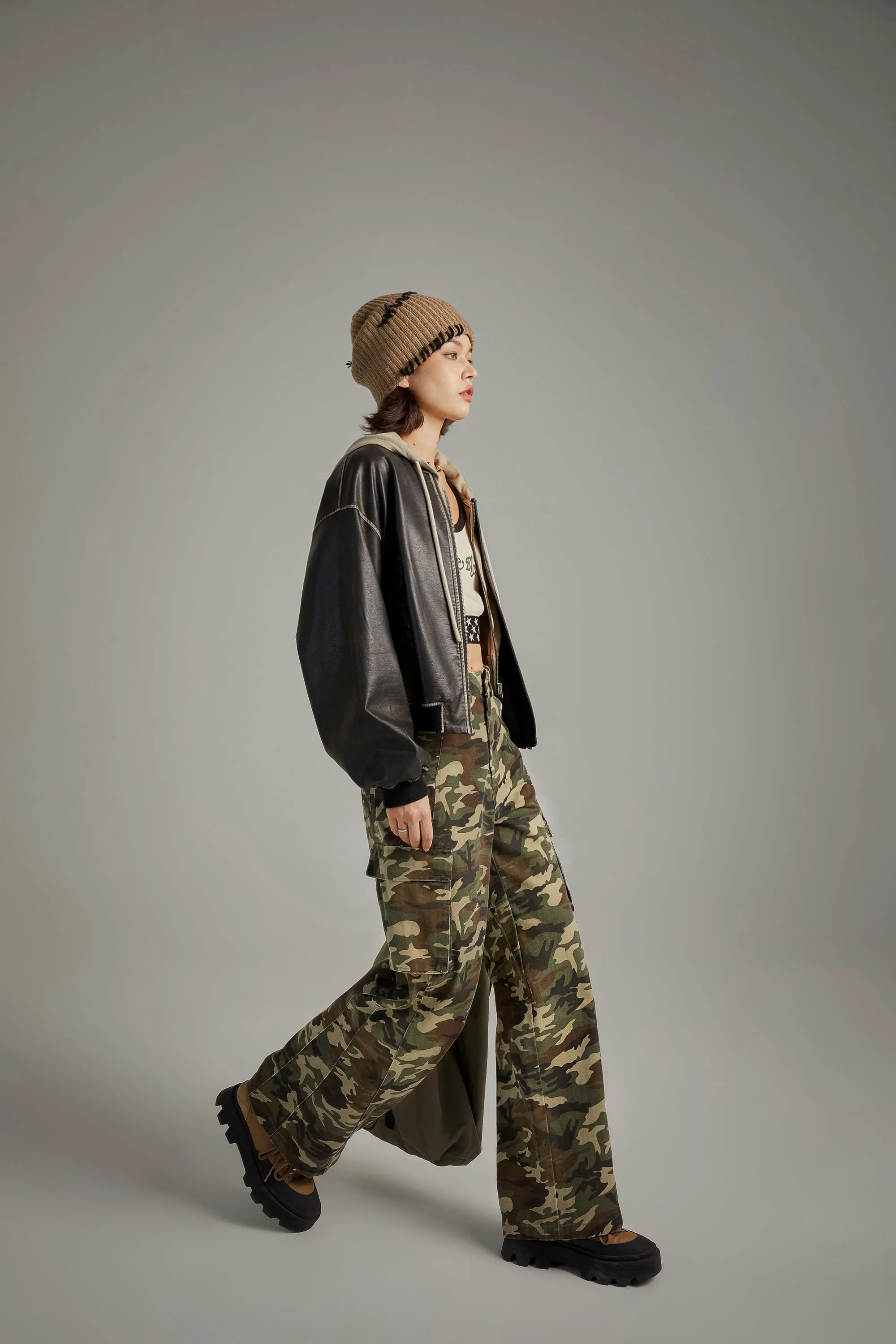 Camouflage Cargo Wide Pants