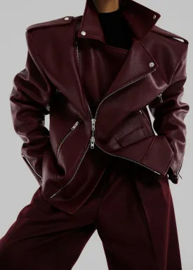 Chicago Oversized Biker Jacket - Burgundy