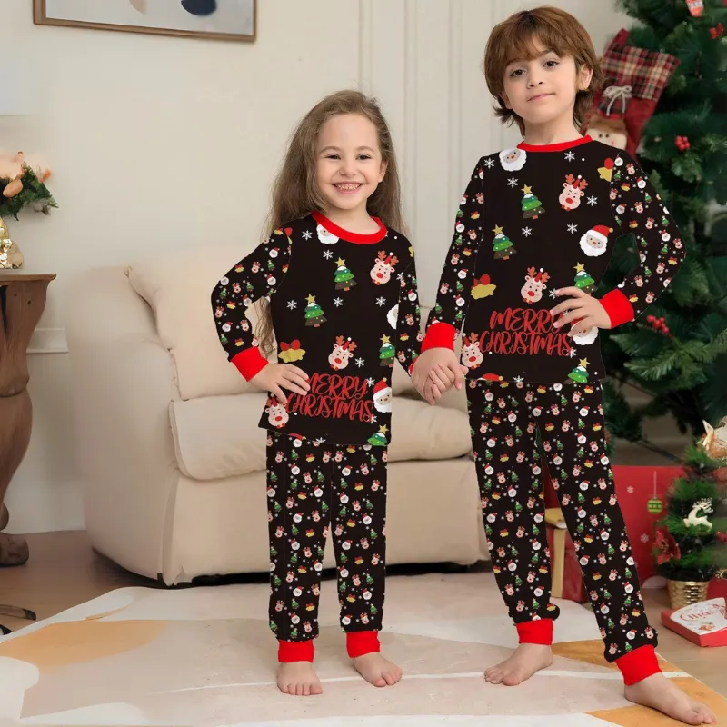 Christmas Letter Print Family Matching Pajamas Set