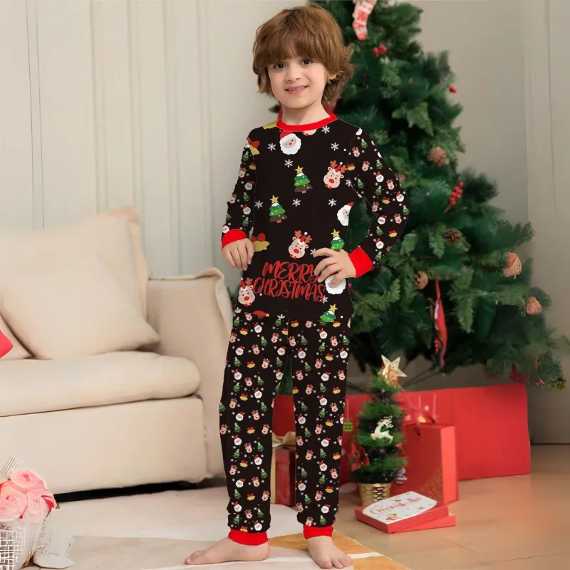 Christmas Letter Print Family Matching Pajamas Set