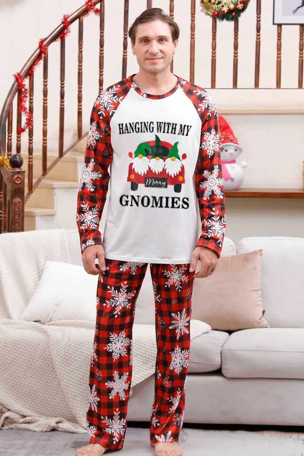 Christmas Red Print Family Pajamas Sets