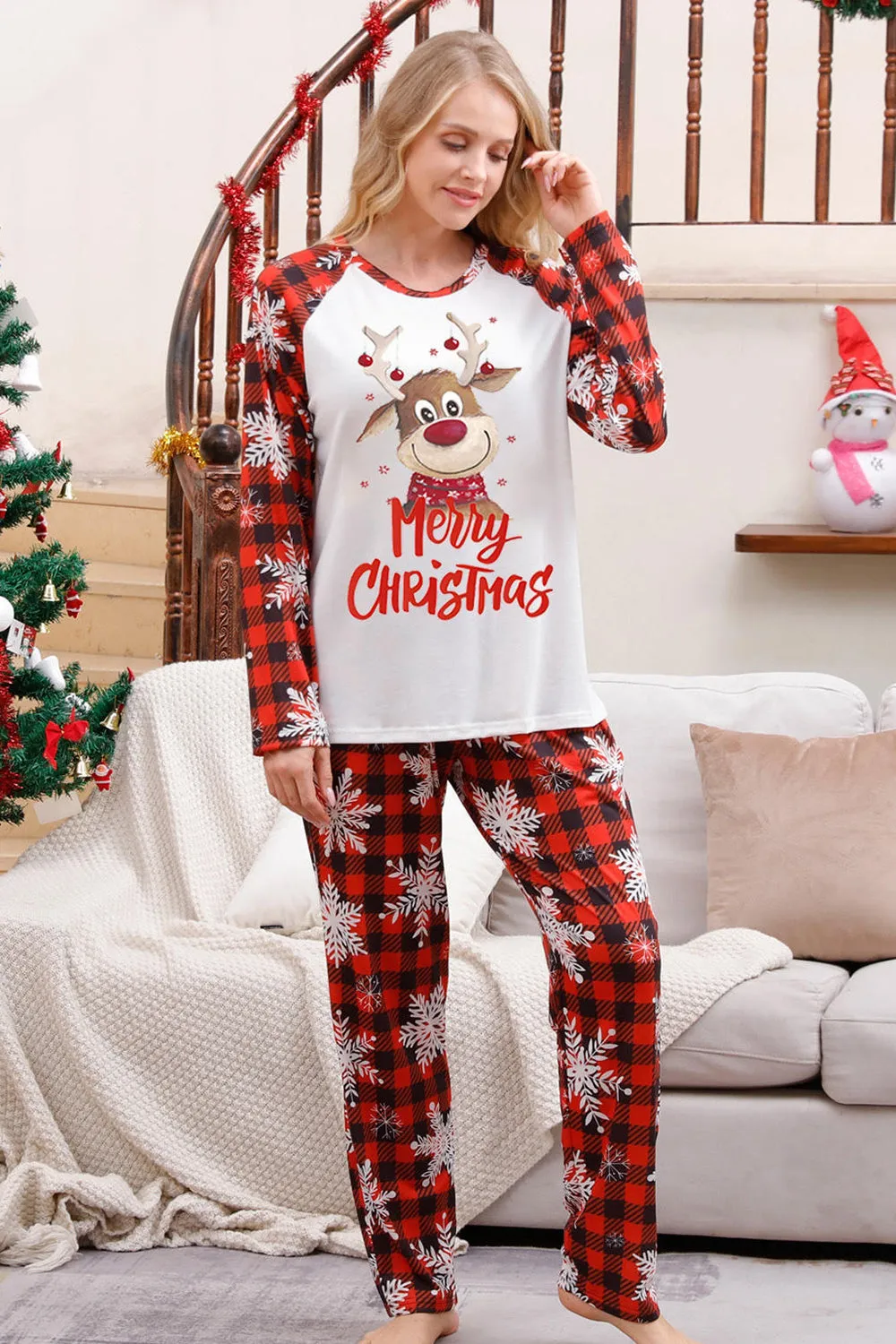 Christmas Red Print Family Pajamas Sets