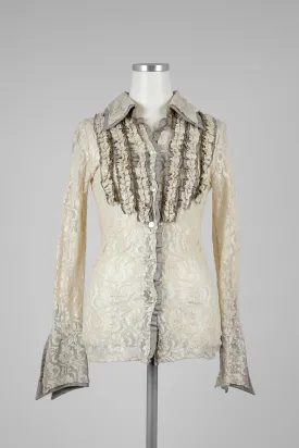 Cream Lace Shirt Blouse