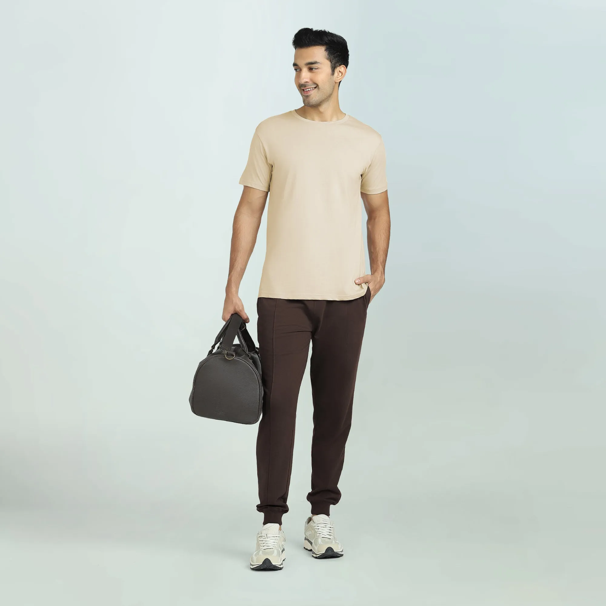 Cruze French Terry Cotton Joggers Malt Brown