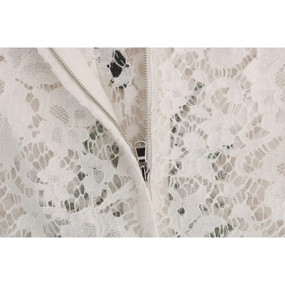 Dolce & Gabbana Elegant White Lace Embellished Mini Blouse