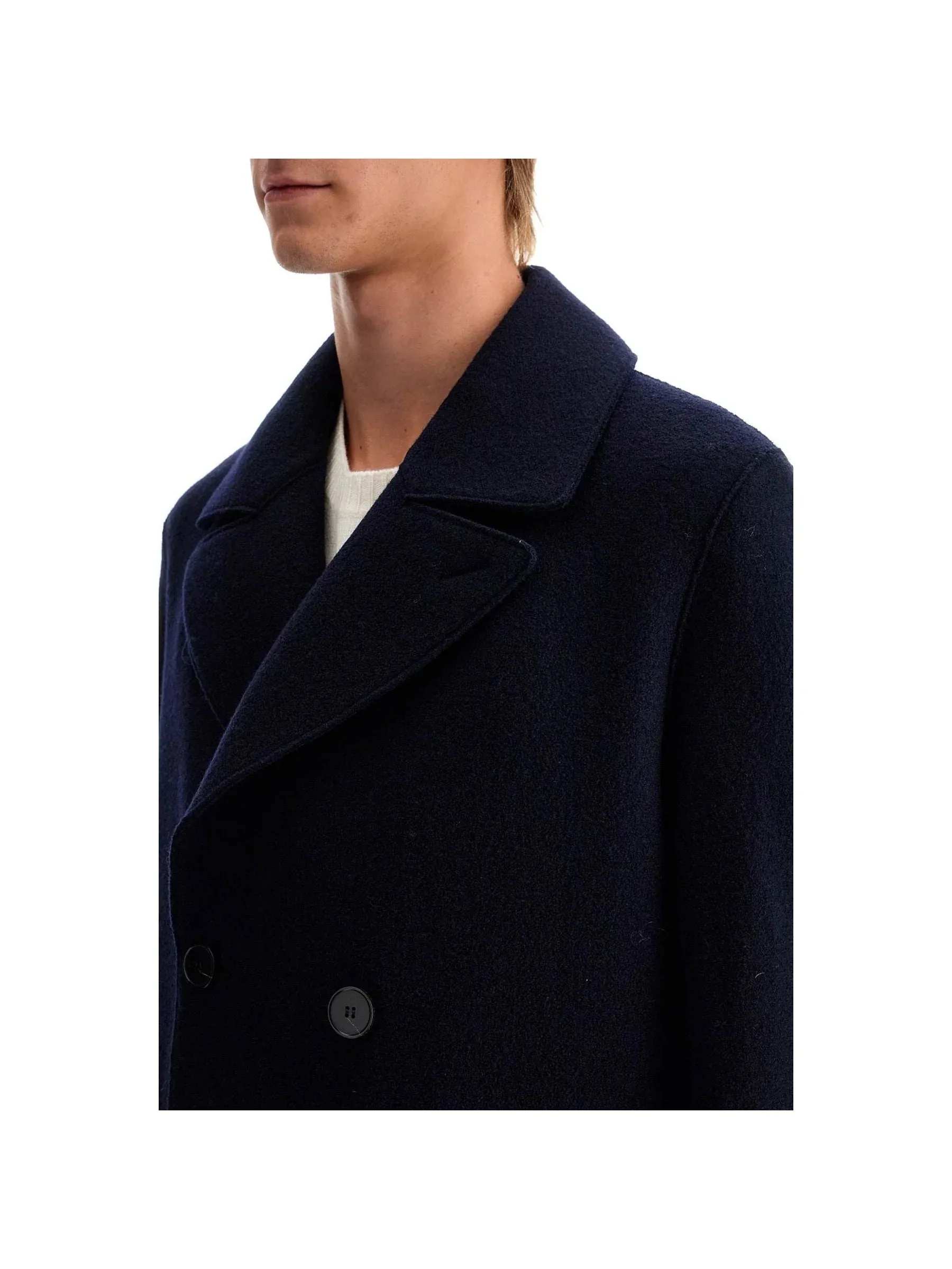 Double-Breasted Boiled Wool Coat