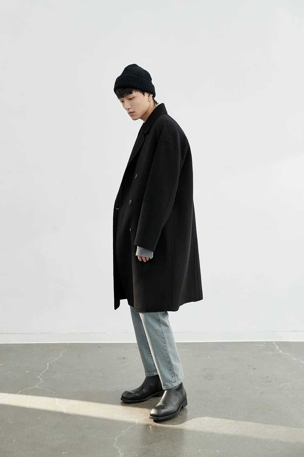 Double-Breasted Oversized Long Coat