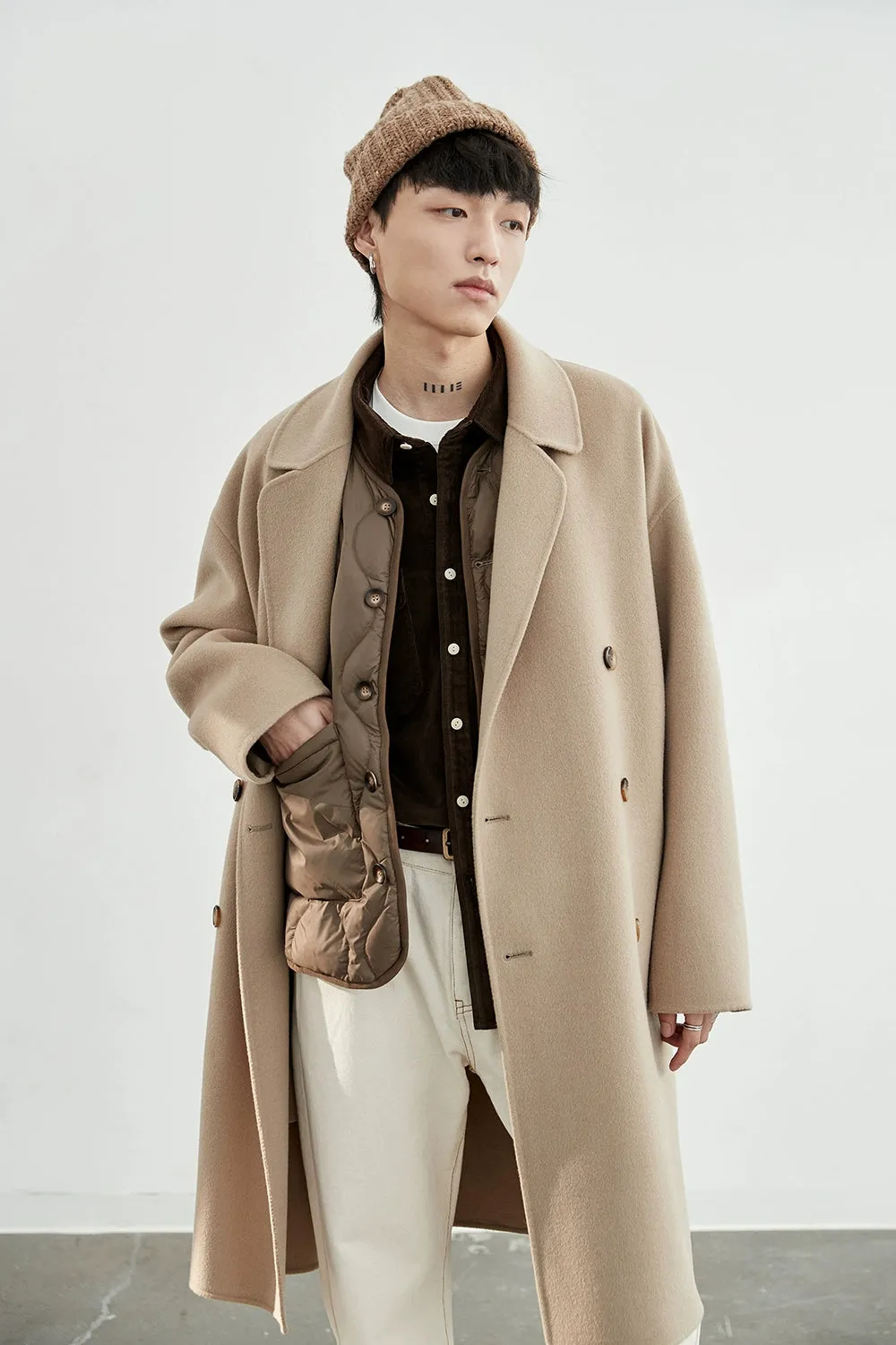 Double-Breasted Oversized Long Coat