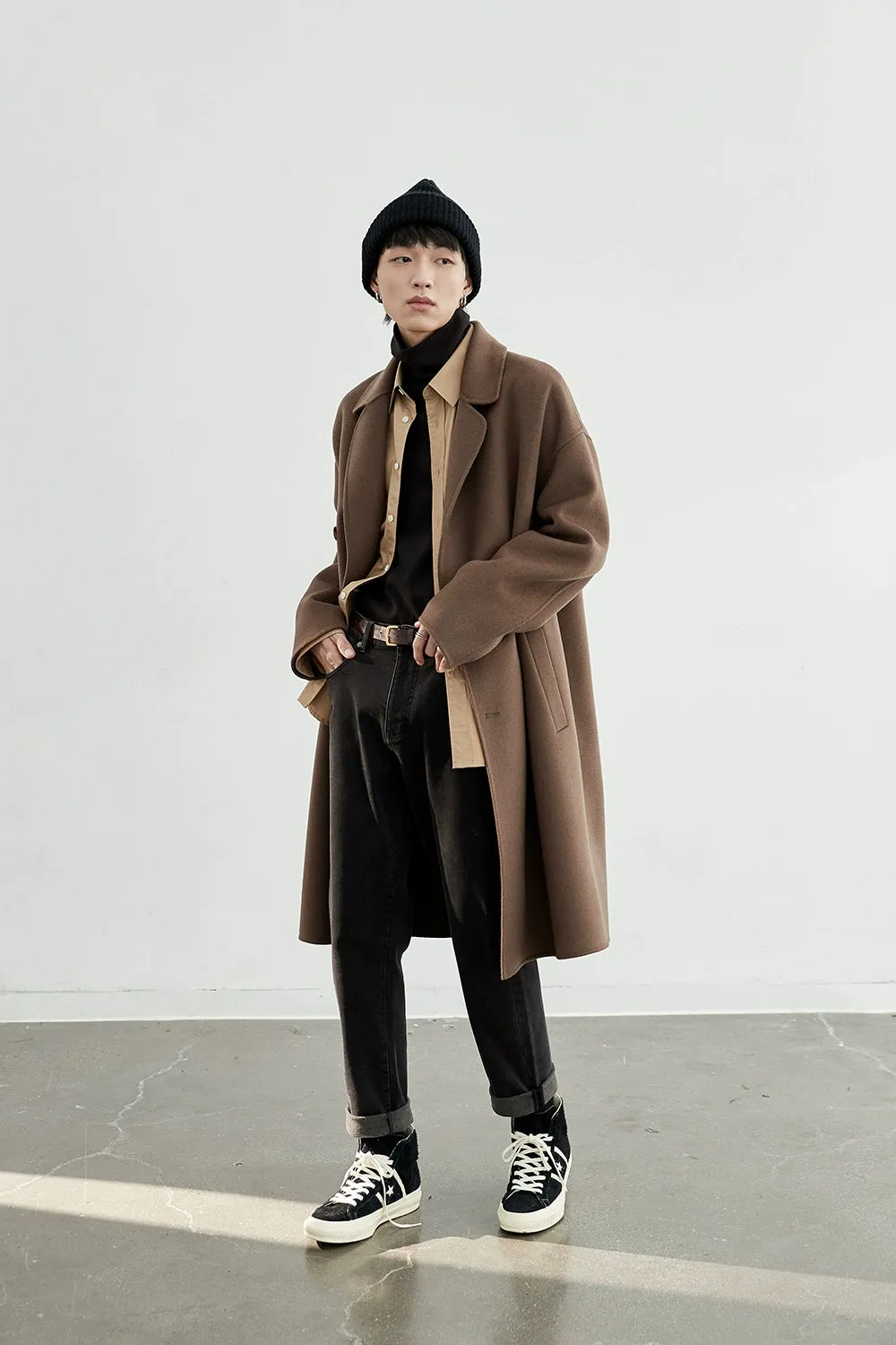 Double-Breasted Oversized Long Coat