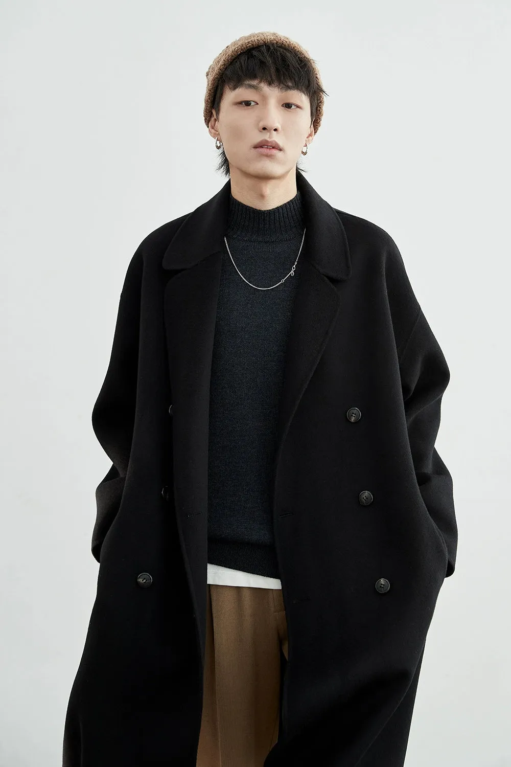 Double-Breasted Oversized Long Coat