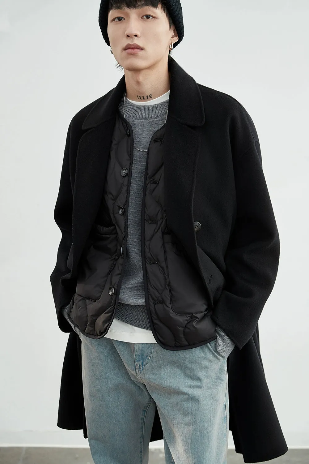 Double-Breasted Oversized Long Coat