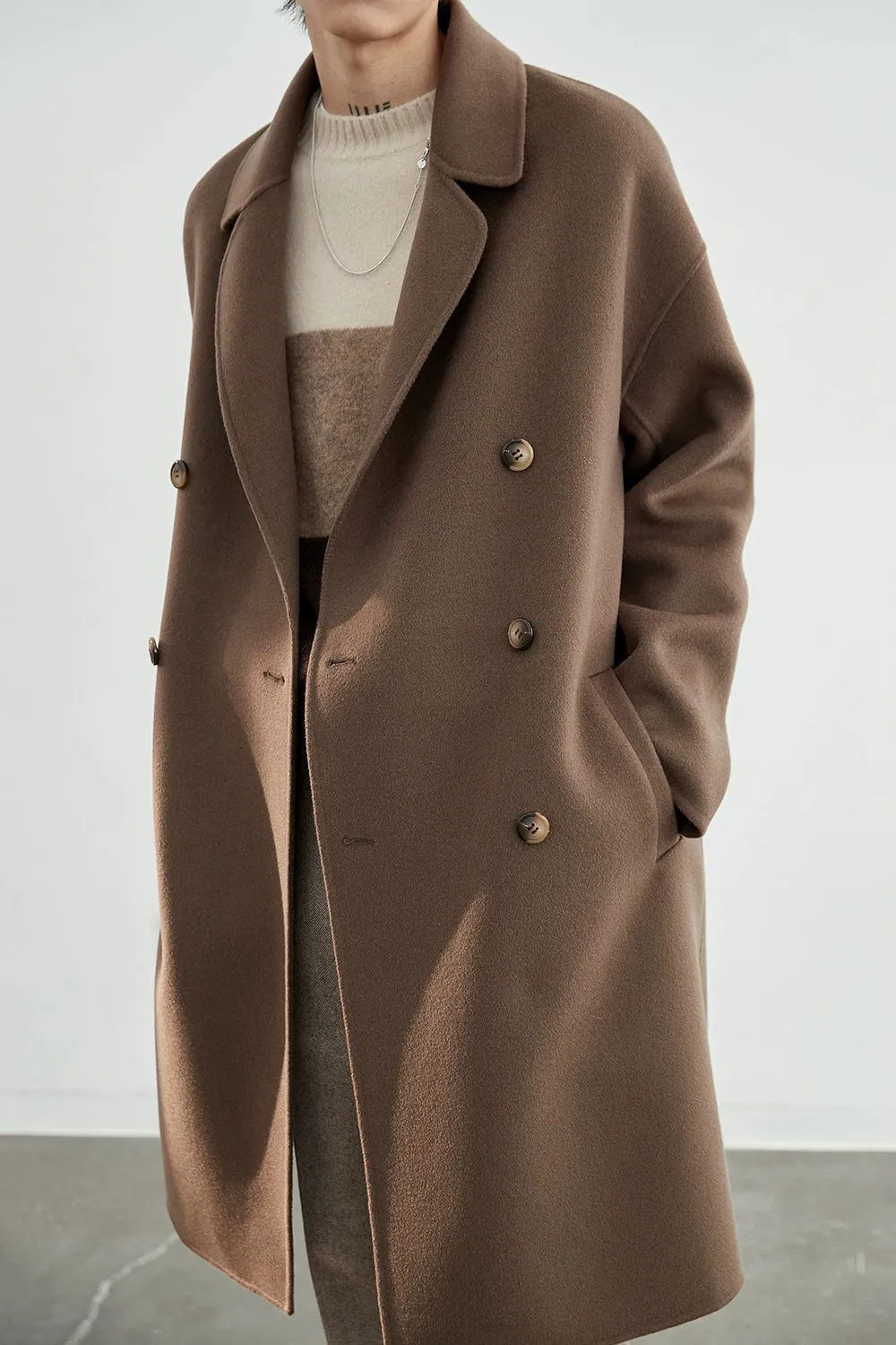 Double-Breasted Oversized Long Coat