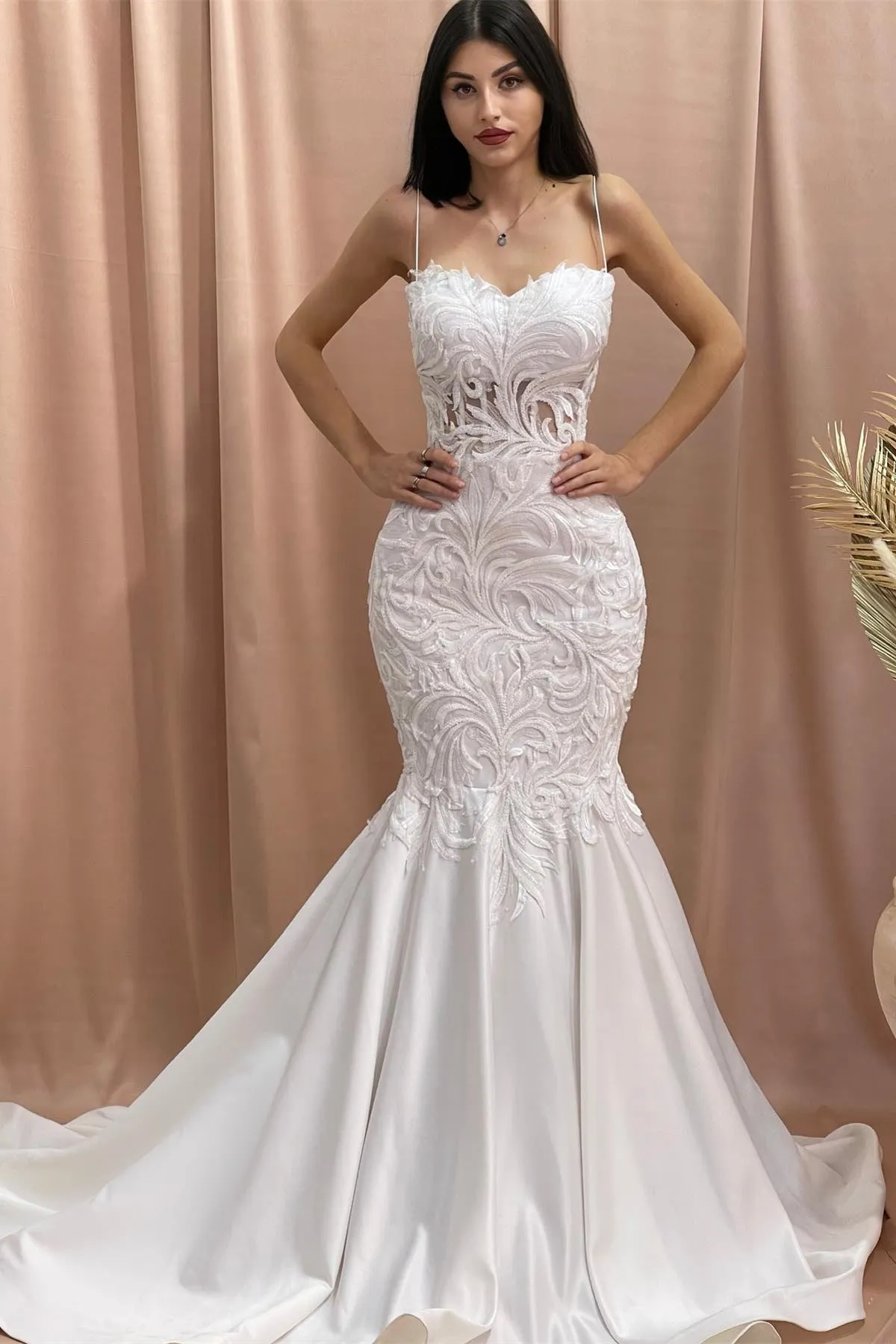 Fabulous Mermaid Sweetheart Sleeveless Appliques Tulle Satin Wedding Dresses