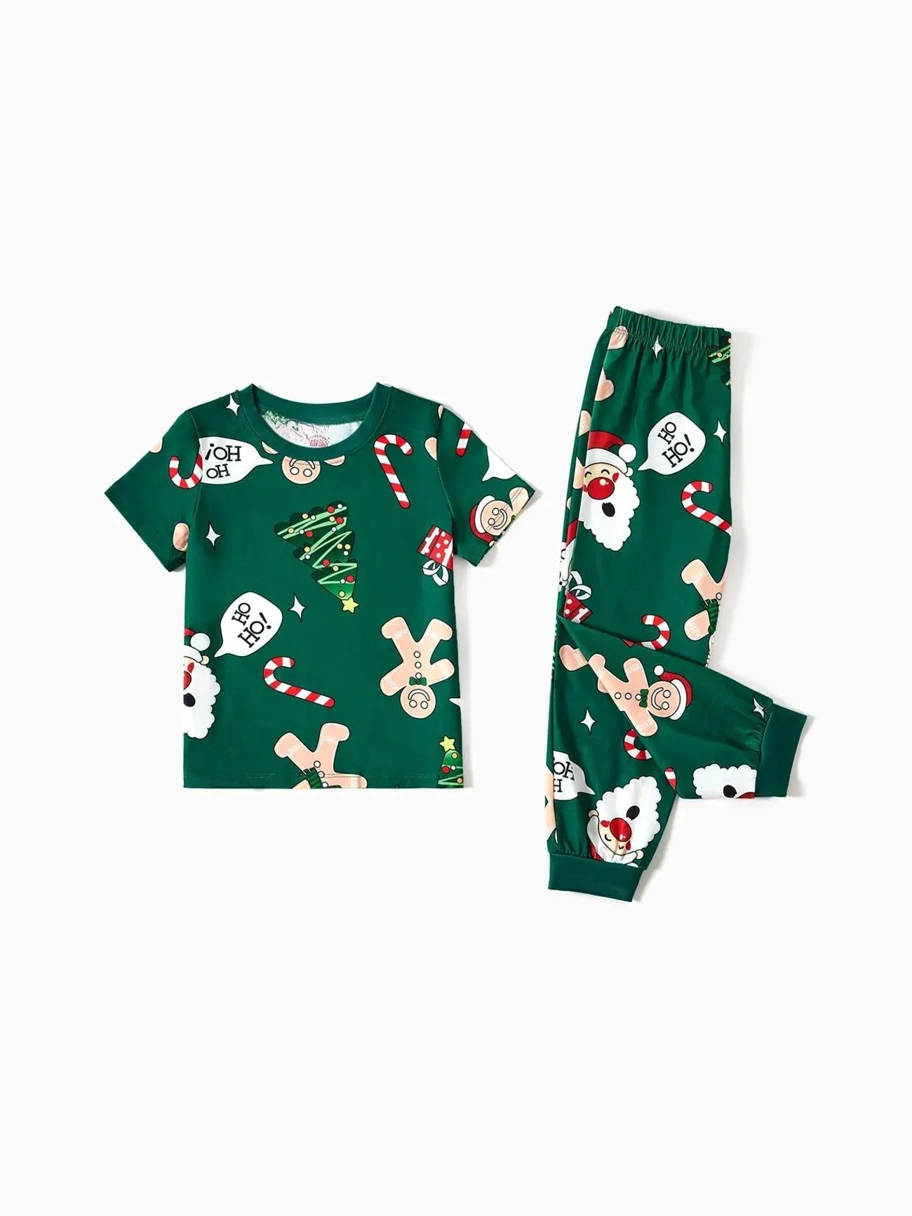 Family Christmas Pajama Set With Gingerbread And Christmas Tree Design