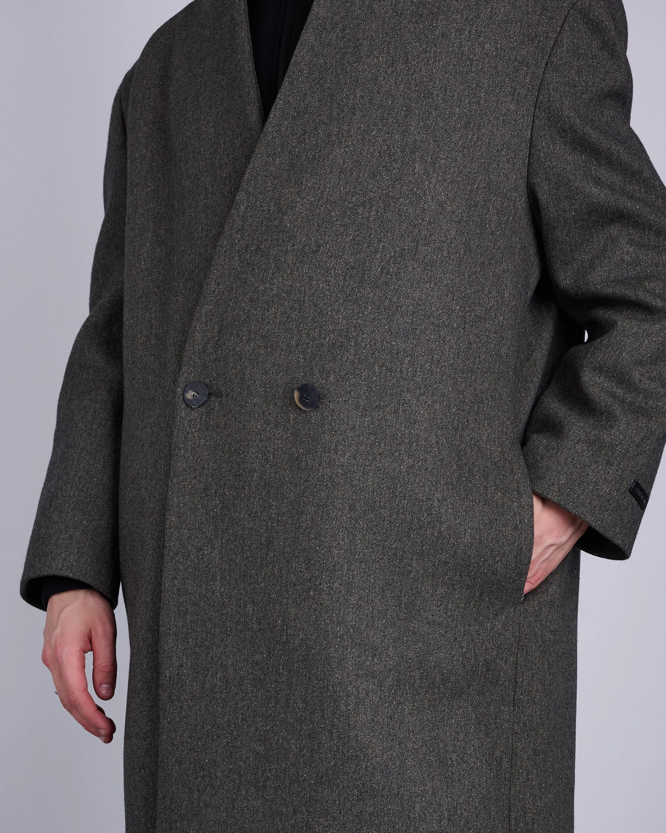 Fear of God Lapelless Coat Miltary Wool Dark Olive