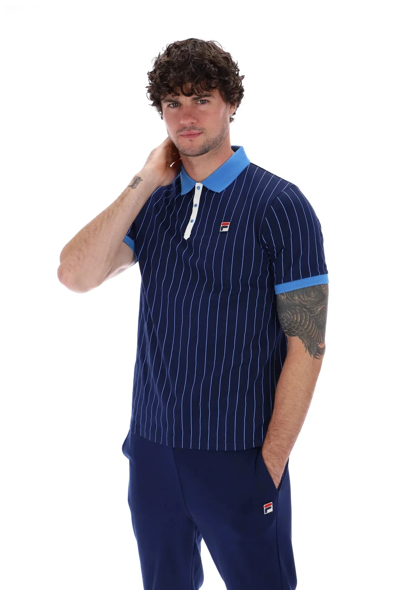 Fila Vintage Men's BB1 Classic Vintage Stripped Polo Shirt Fila Navy / Regatta