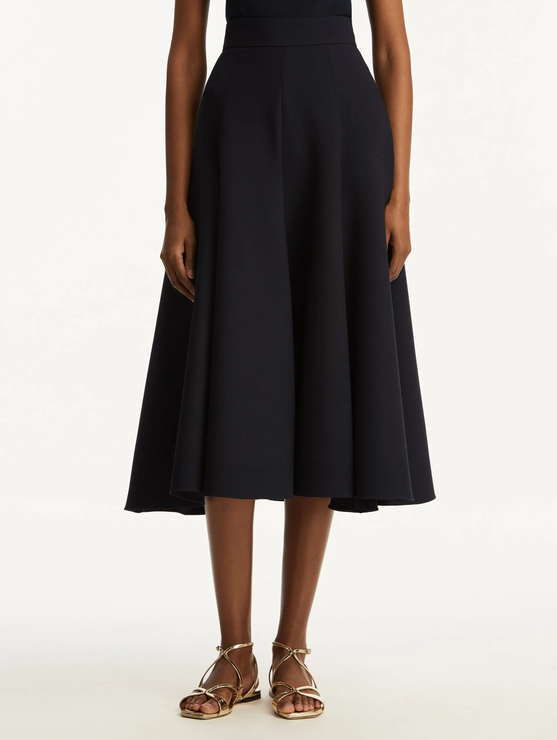 Flared Stretch Wool Skirt