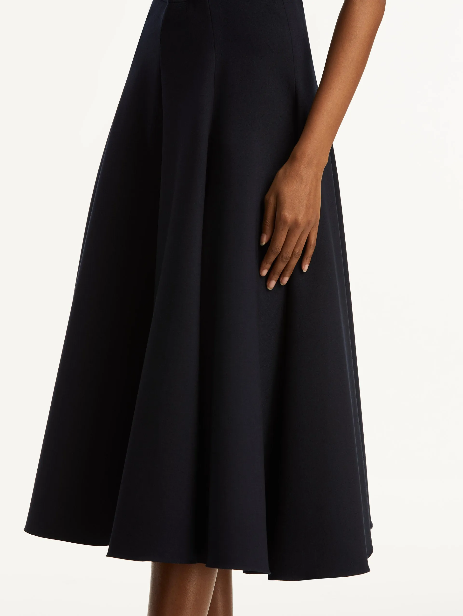 Flared Stretch Wool Skirt