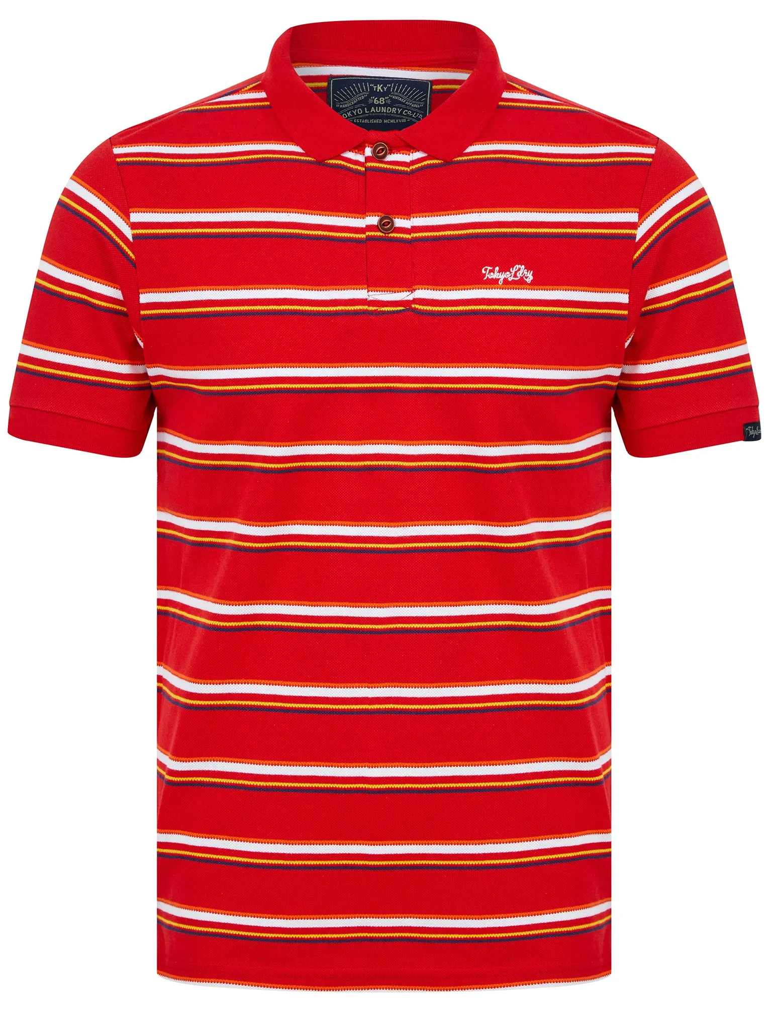 Gazza Striped Cotton Pique Polo Shirt in Barados Cherry - Tokyo Laundry